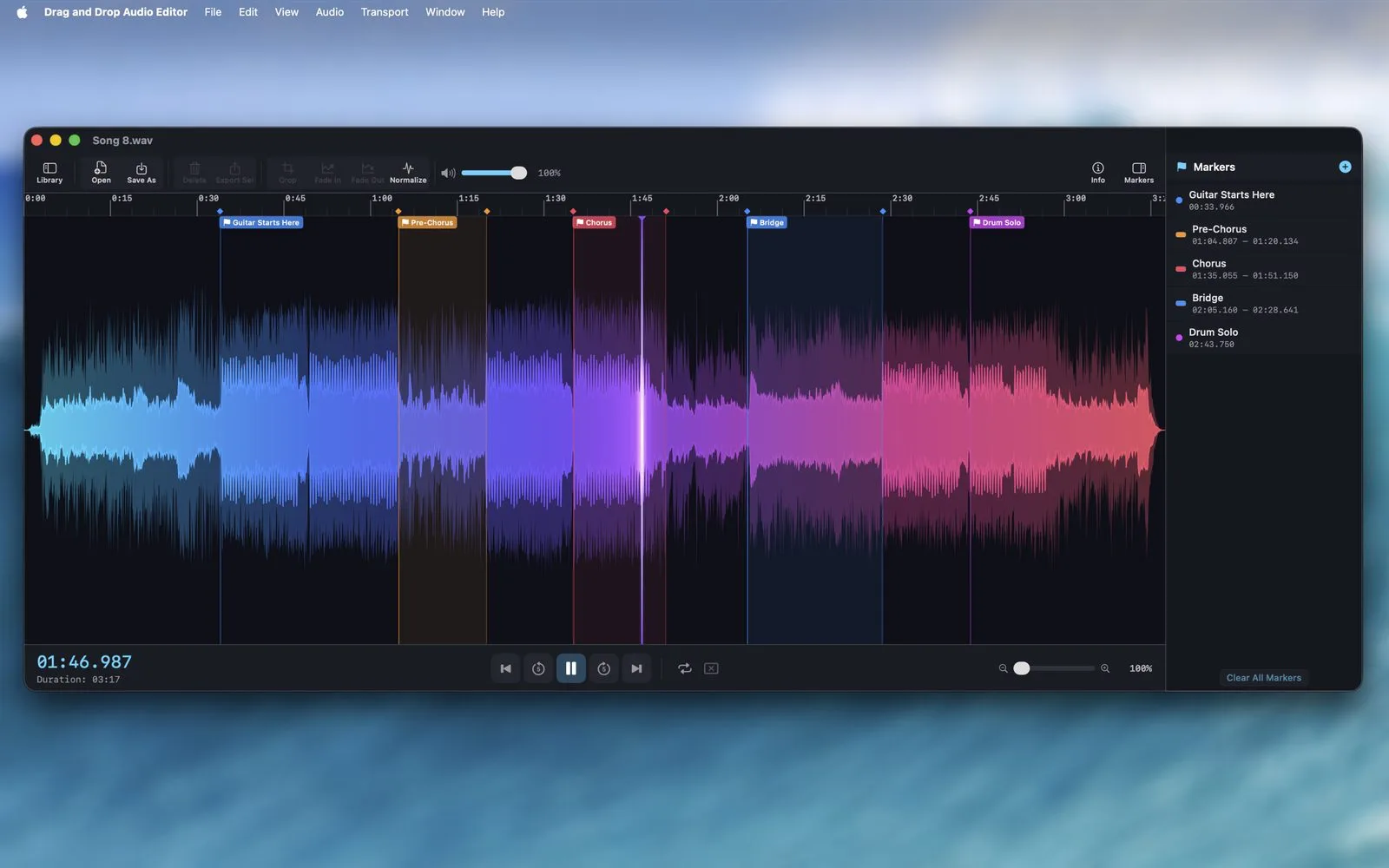 Audio library with search and ratings