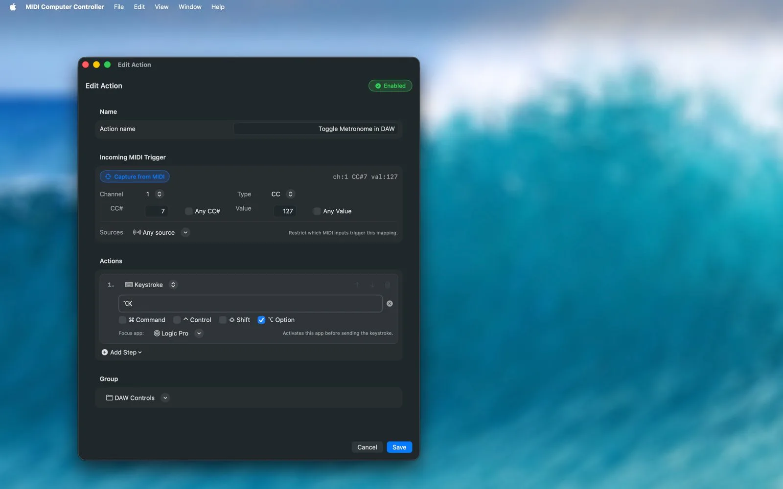 MIDI Computer Controller workflow setup