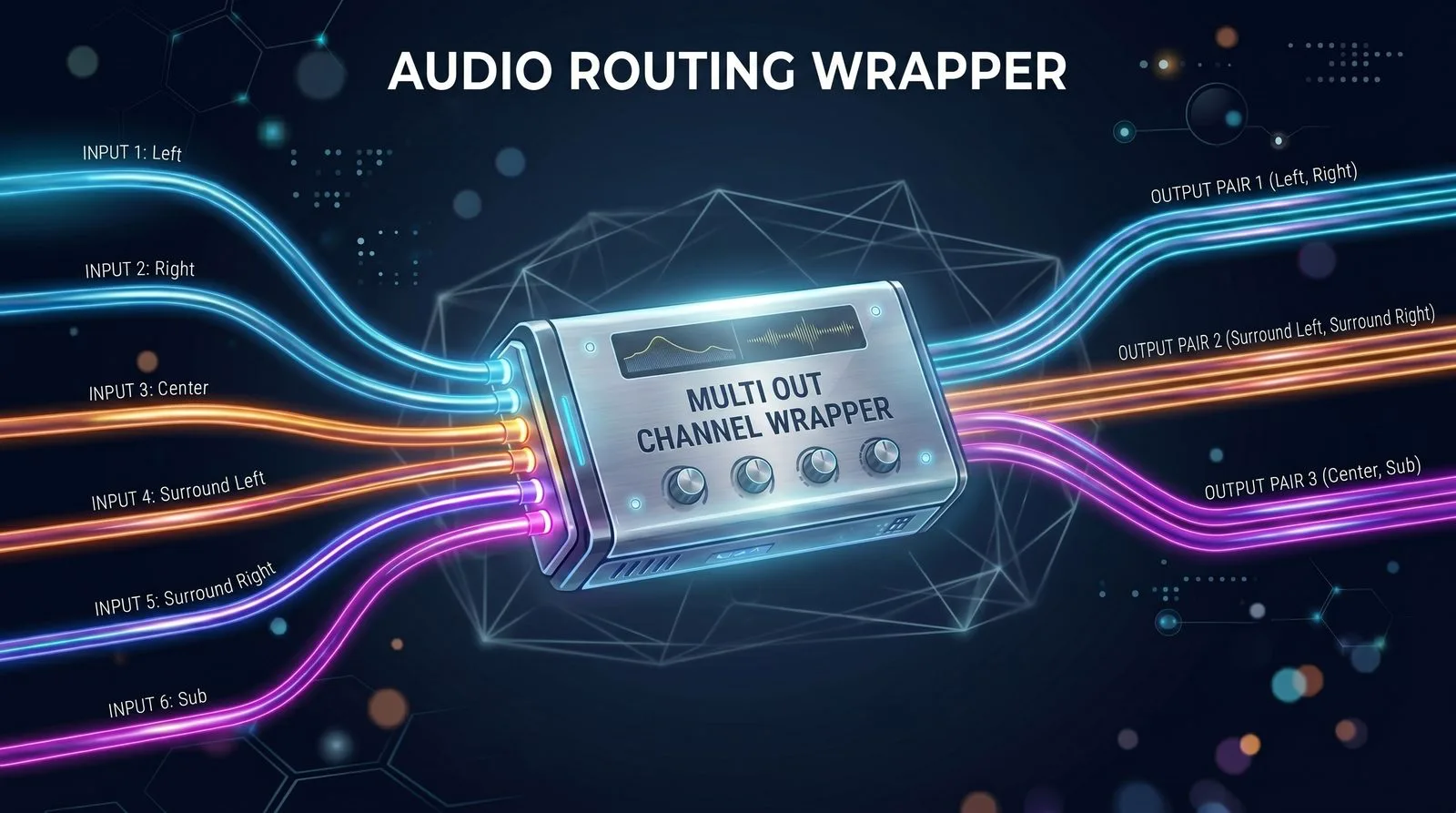 Multi Out Channel Wrapper routing six inputs to stereo pairs