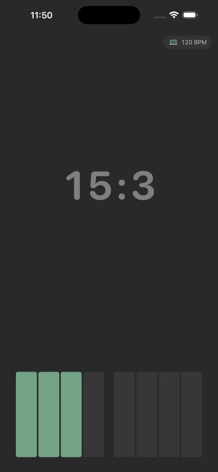 Session Recording Assistant companion app showing the beat display on iPhone