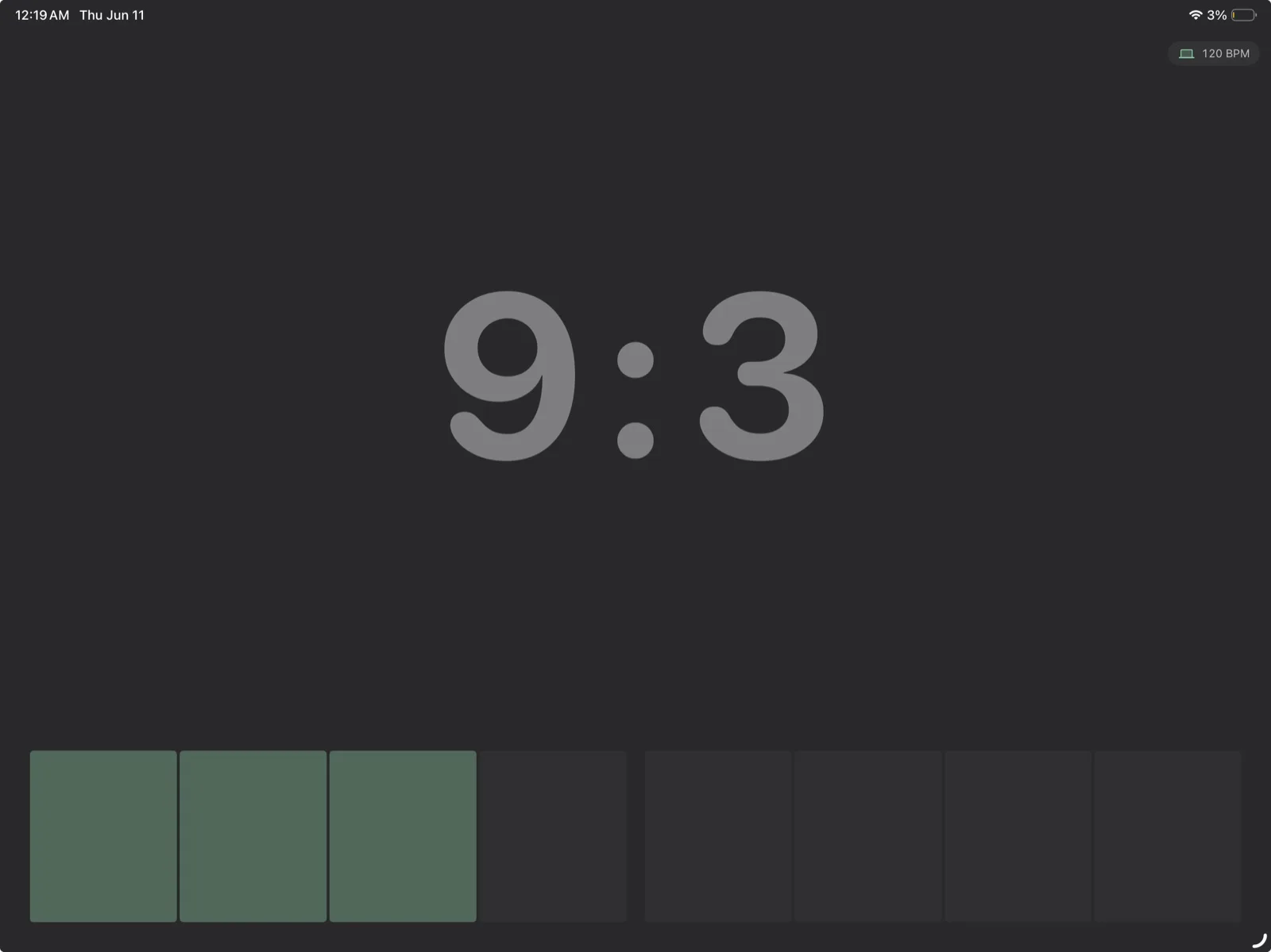 Session Recording Assistant companion app showing the beat display on iPad